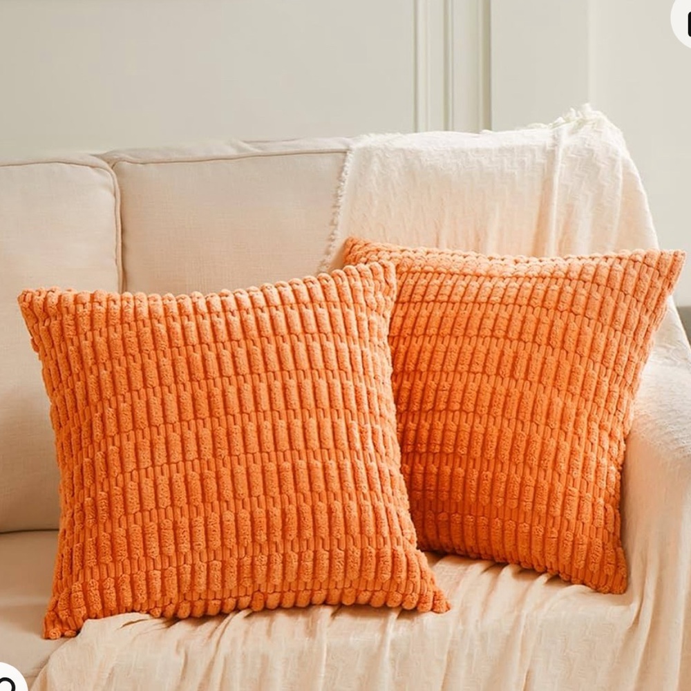 2 Pack Orange Fall Decorative Throw Pillow Covers